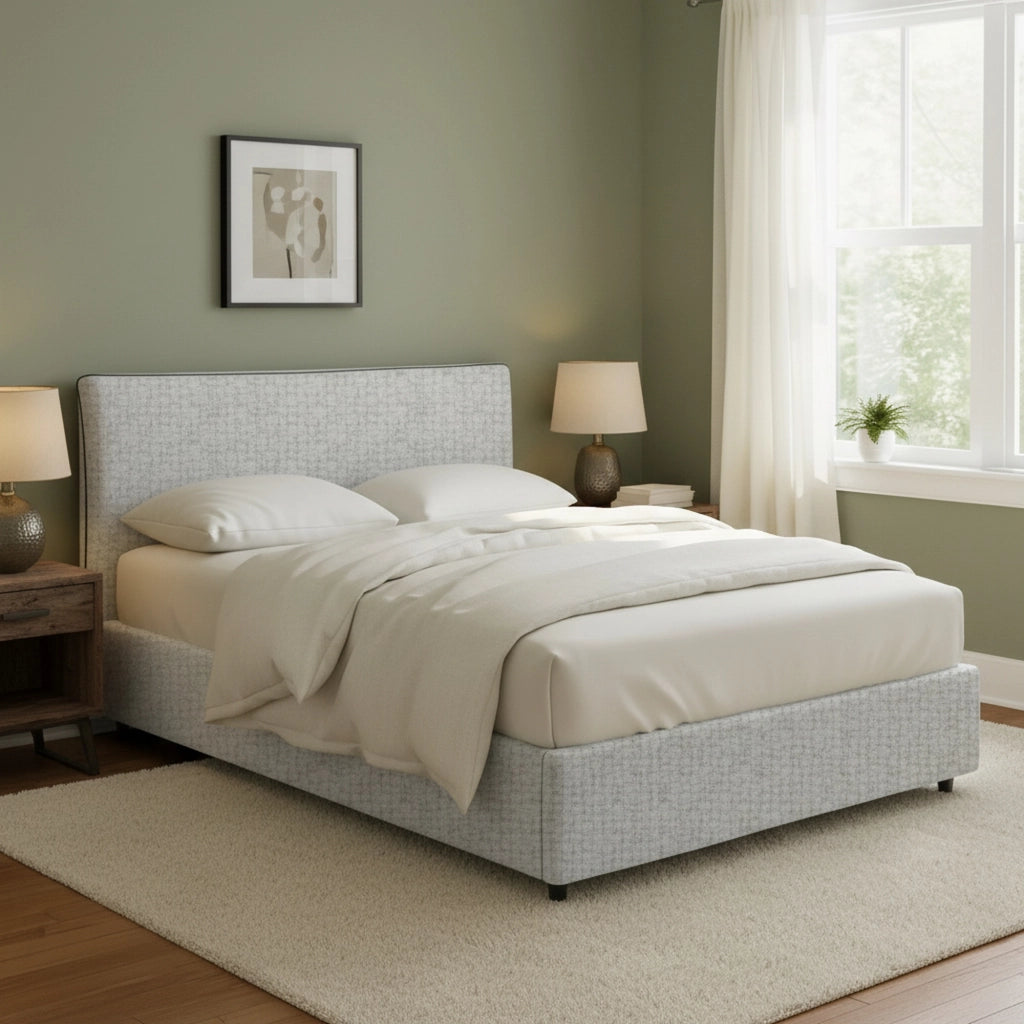 Crewe, Letto Matrimoniale Sfoderabile Made in Italy, Grigio Chiaro