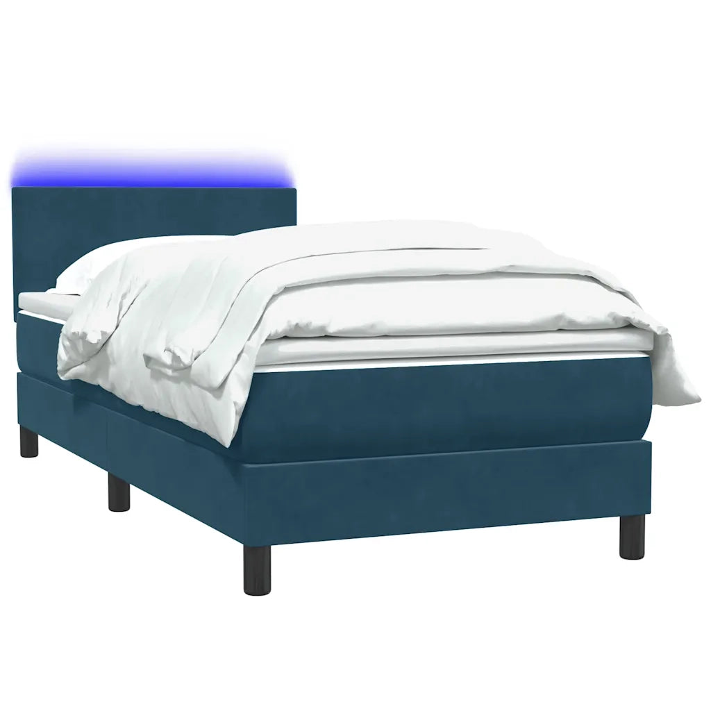 Letto a Molle con Materasso e LED Blu Scuro 80x220 cm Velluto 3316717