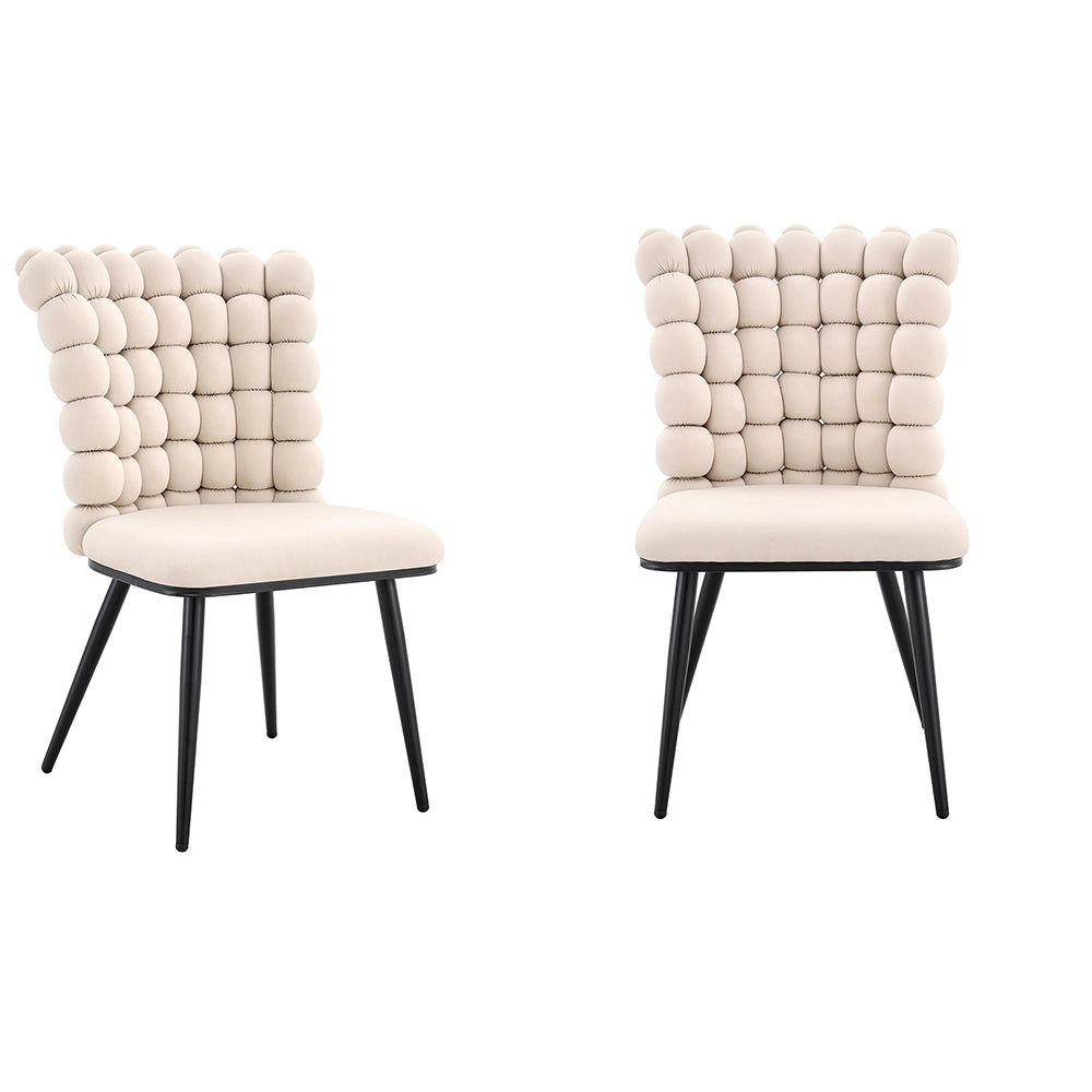 Set 2 sedie da pranzo - Xylo - velluto crema gambe nere