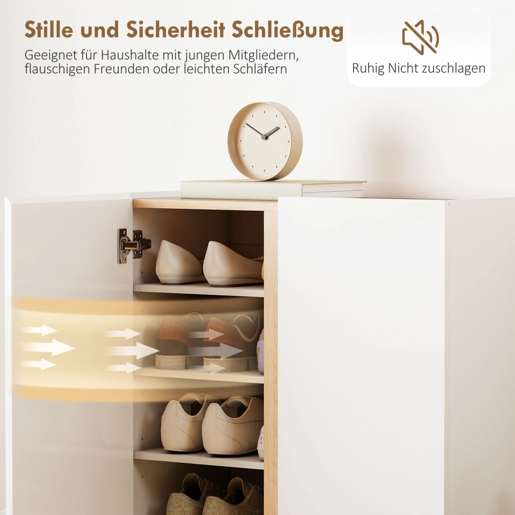 Scarpiera con ante a scorrimento e sistema soft close ¨C Minimal ¨C Legno, bianco, 80x30x100 cm