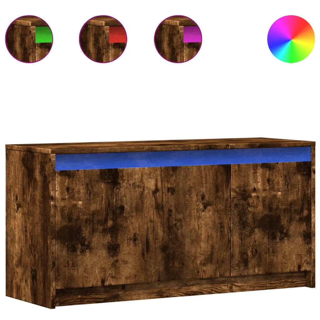 Mobile Porta TV con LED-Credenza per TV Rovere Fumo 100x34x50 cm in Truciolato