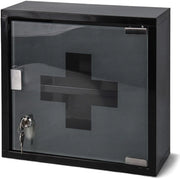 Cassa farmaceutica con porta in vetro - chiusura a chiave - fissaggio al muro - sicura per bambini - robusta costruzione in metallo - 30 x 30 x 12 cm - Cassa farmaceutica