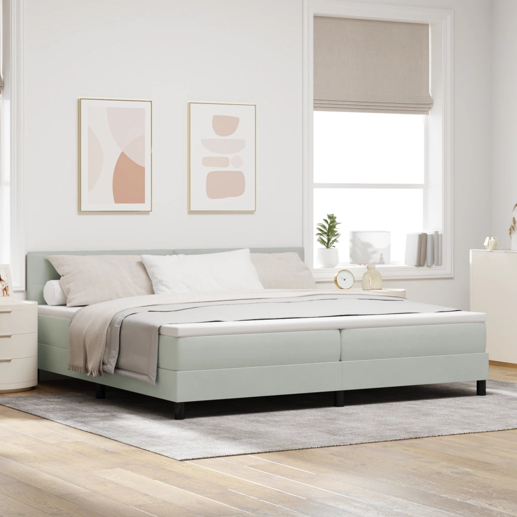Letto con Sottospranga e Materasso & Luce LED Grigio Chiaro 200x200 cm Velluto
