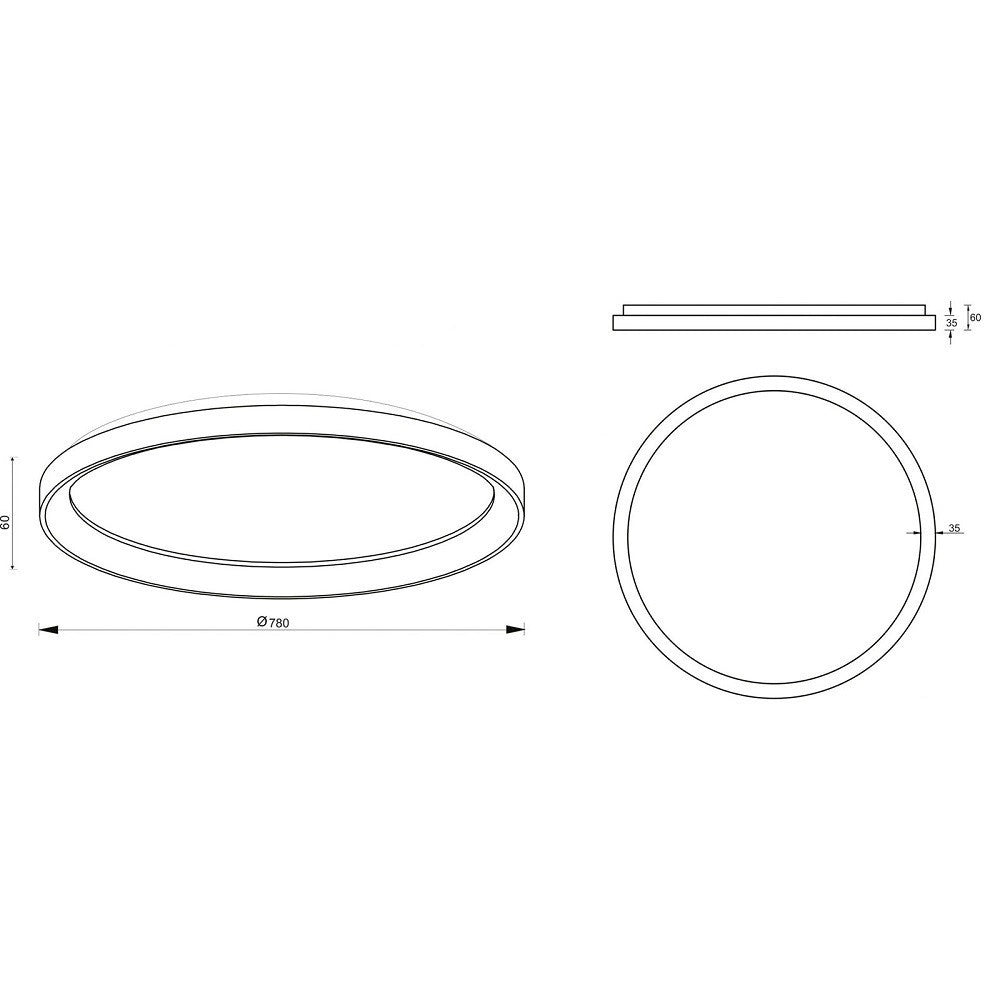 Trade Shop - Plafoniera Moderna Tonda Led Cct 60 W 3000k 4000k Soffitto Lampada Parete 80 Cm -