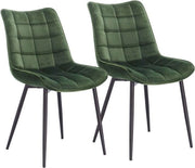 Sedia da Cucina in Velluto - Verde - Sedia a Cuscino - Sedia da Cucina - Set da 2, 4 o 6