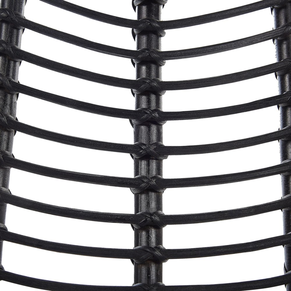 Poltrona Rattan Vimini Nero Gambe in Metallo Nero Soggiorno Sala da Pranzo
