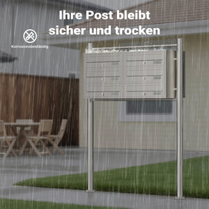 Cassetta postale condominiale autoportante, 6 posti, acciaio inox, 945 x 270 x 1200 mm, 2 moduli