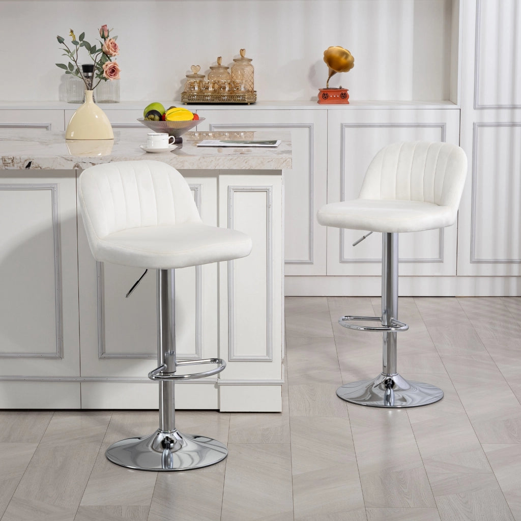 Sgabelli da Bar ¨C zephmum ¨C Altura Regolabile 43x45x81-101 cm Crema