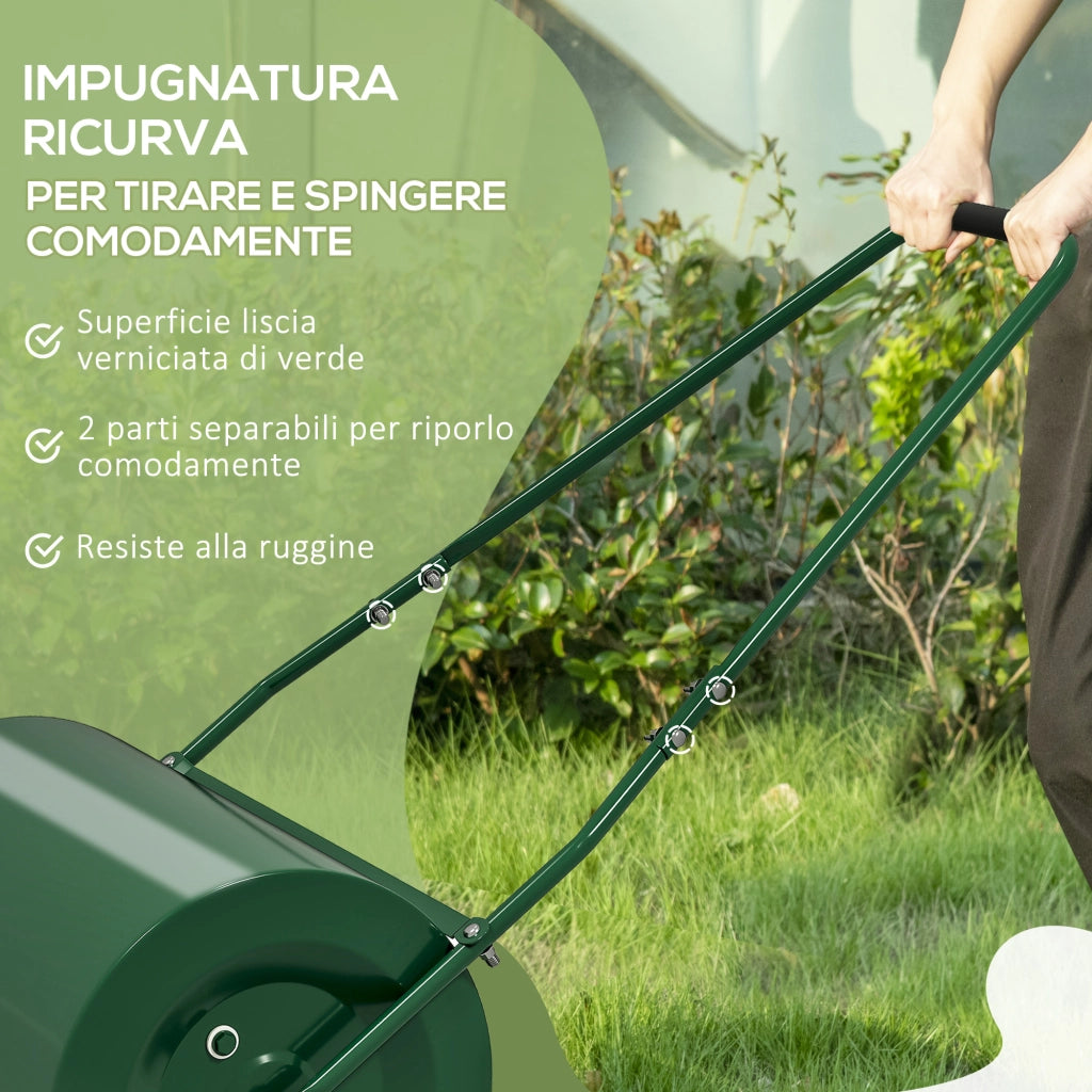 Rullo Compressore per Prato Capacità 63L con Lama Raschiante in Metallo Verde Scuro