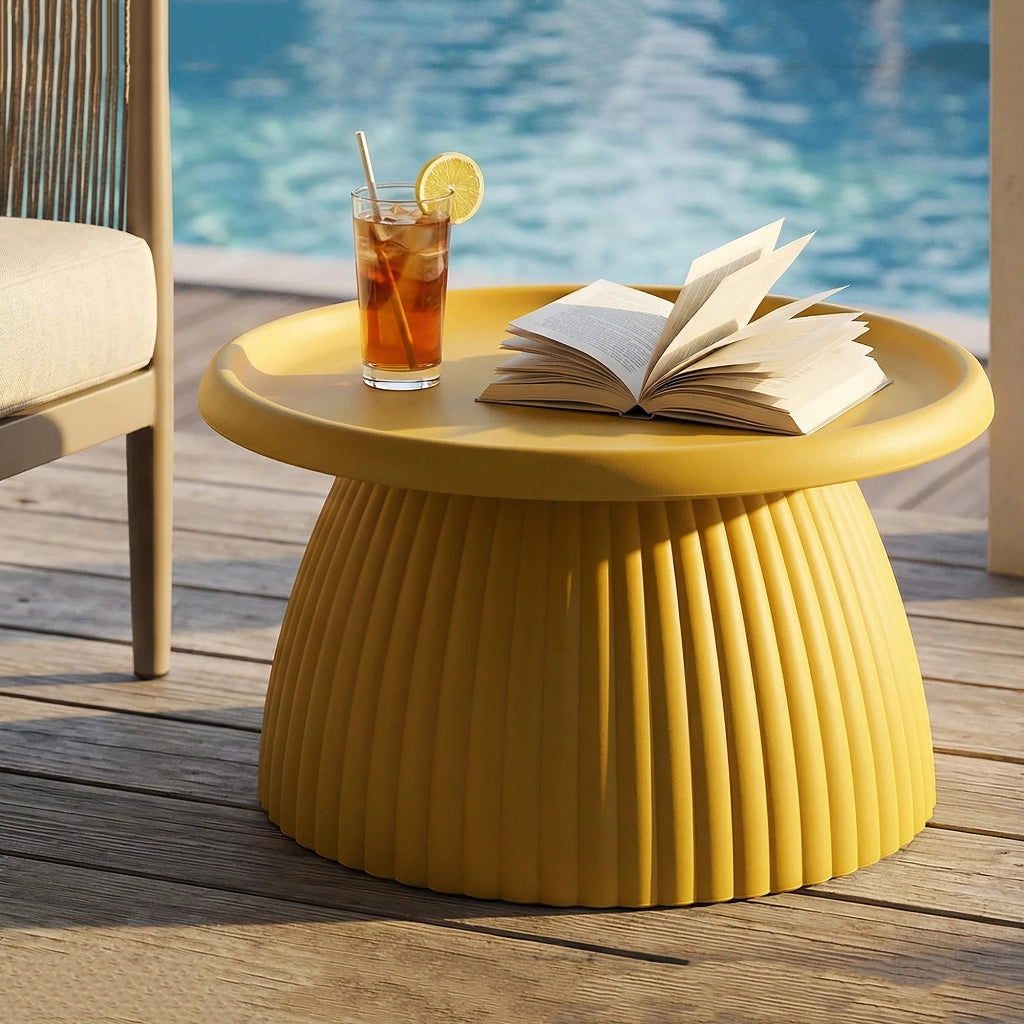 Kampot, Tavolino da Salotto Adatto per Indoor/outdoor, 71x35x71h cm Giallo Senape