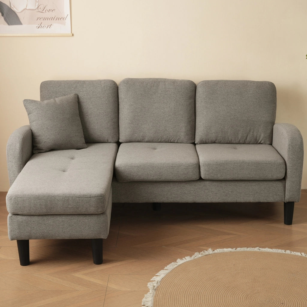 Divano angolare modulare 3 posti con chaise longue reversibile in tessuto grigio scuro