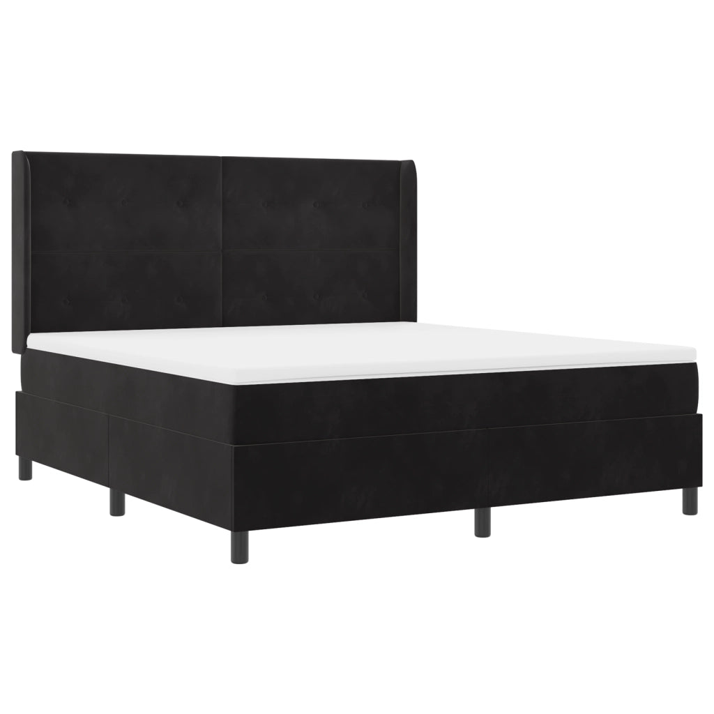Letto a Box con Materasso e LED Nero 180x200 cm Velluto