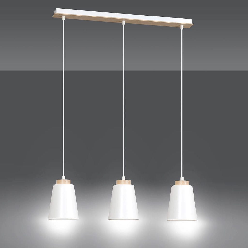 Lampadario Emibig Bolero bianco/legno 3xE27 H100cm IP20