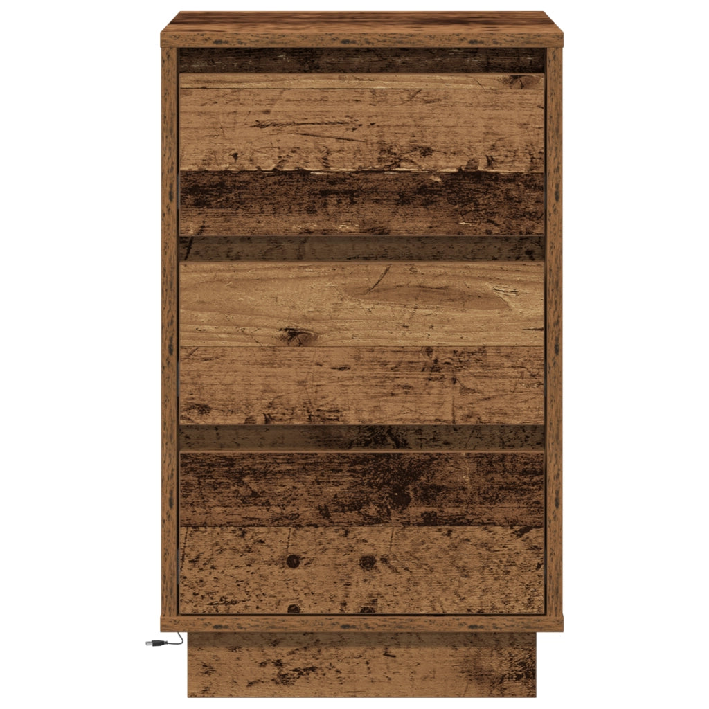 Comodino con LED Legno antico 39x34,5x65 cm Legno ingegnerizzato