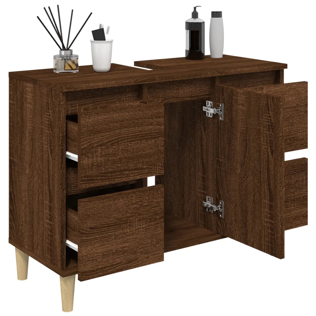 Mobile Lavabo Rovere Marrone 80x33x60 cm in Legno Multistrato 821275