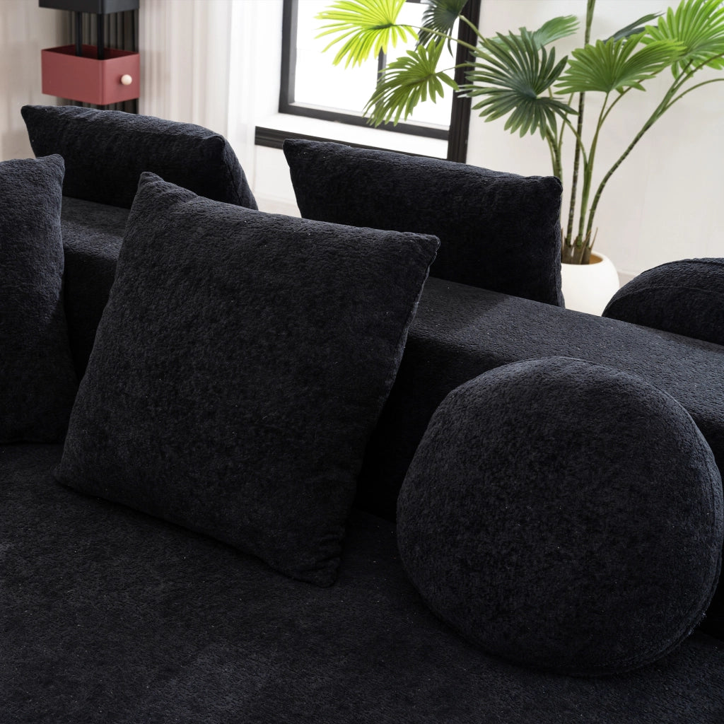 DIVANO MODULARE SENZA MONTAGGIO IN CHENILLE NERO