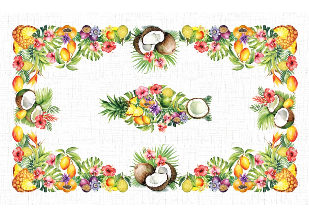 Tovaglia Copritavolo Cucina 100% Cotone Digitale Disegno Tropical GI - 150x250 - Tropical