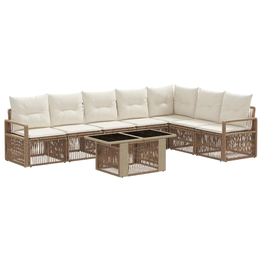 Set Divano da Giardino 8 pz Beige e Bianco Crema polyrattan 3437103