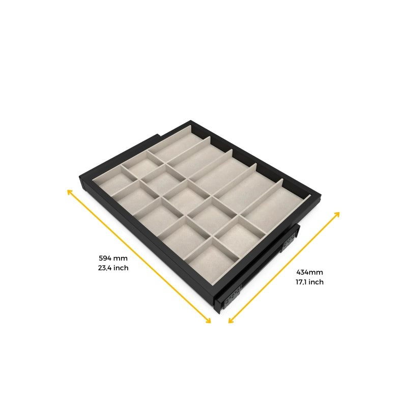 Kit di cassetto organizzatore e telaio a scorrimento con chiusura ammortizzata per armadio, regolabili, modulo 800 mm,..