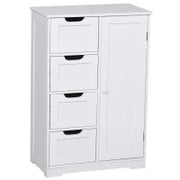 kleankin Mobile da Bagno con 4 Cassetti e Armadietto con Ripiano Regolabile a 3 Altezze, Armadietto da Bagno Salvaspazio con Vernice Ecologica, Anti-Ribaltamento in MDF, 56x30x83cm, Bianco