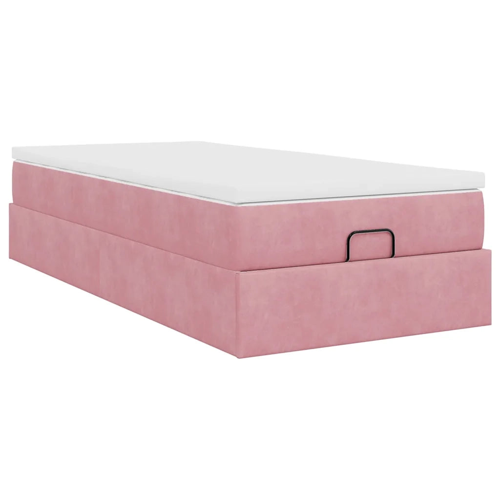 vidaXL Struttura Letto Pouf con Materasso Rosa 90x200 cm in Velluto