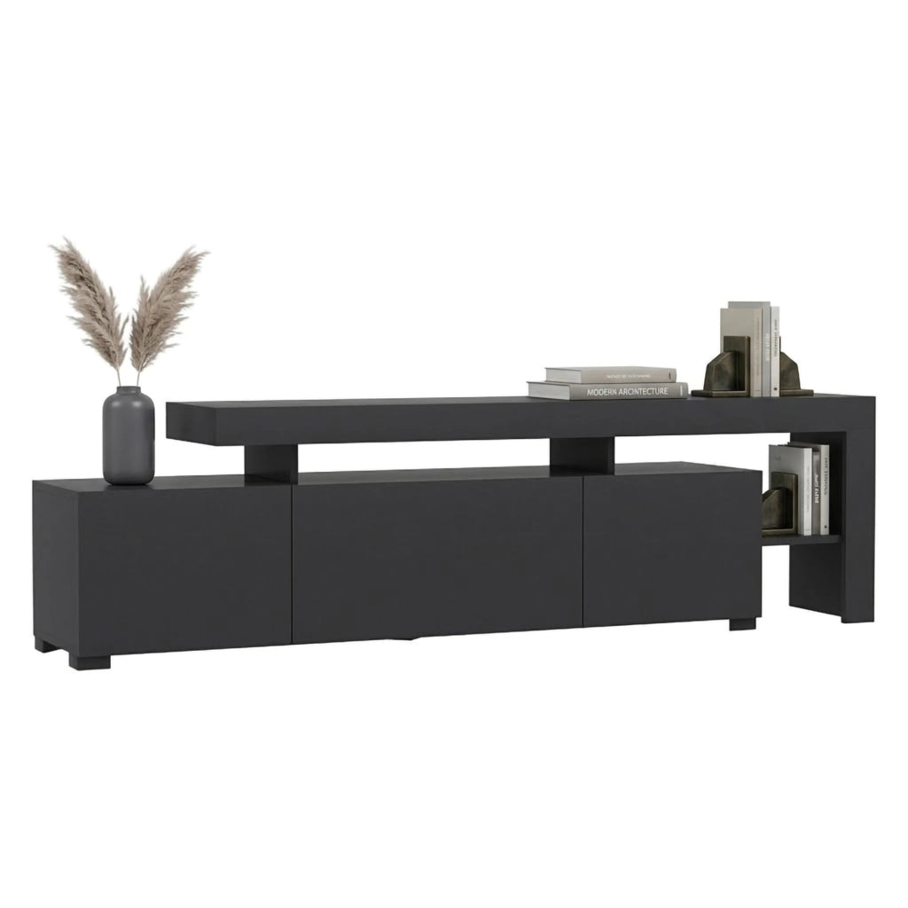 Trasacco, Mobile Porta tv un Ripiano, 192x37x53h cm Nero Antracite