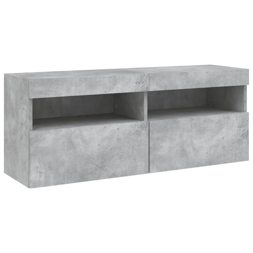vidaXL Set Mobili TV a Muro 7 pz con Luci LED Grigio Cemento