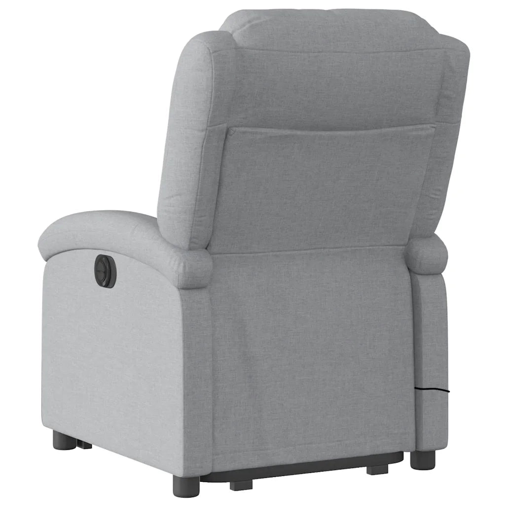 Poltrona Alzapersona Massaggi Reclinabile Grigio Chiaro Tessuto 3204176