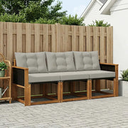 Set di divani da esterno 3 pcs Naturale e Grigio Chiaro