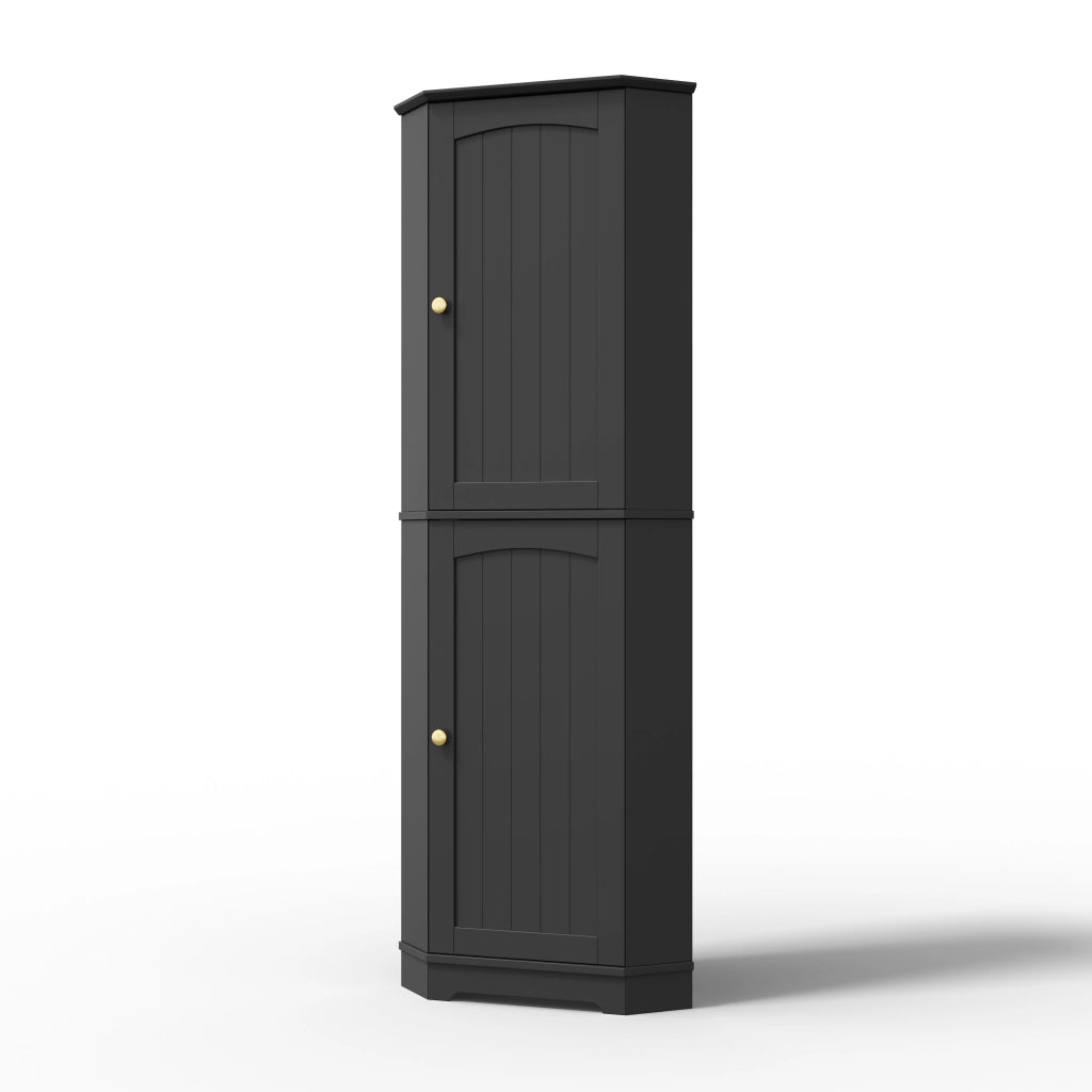 Armadio angolare 42x42x166 cm con ripiani regolabili in MDF nero