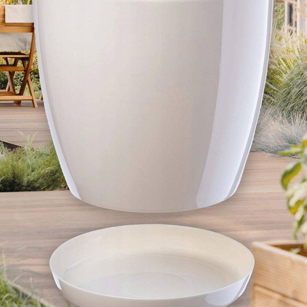 Vaso da fiori KADAX, coprivaso, 23 cm, supporto per fiori, plastica color crema, 3 pezzi.