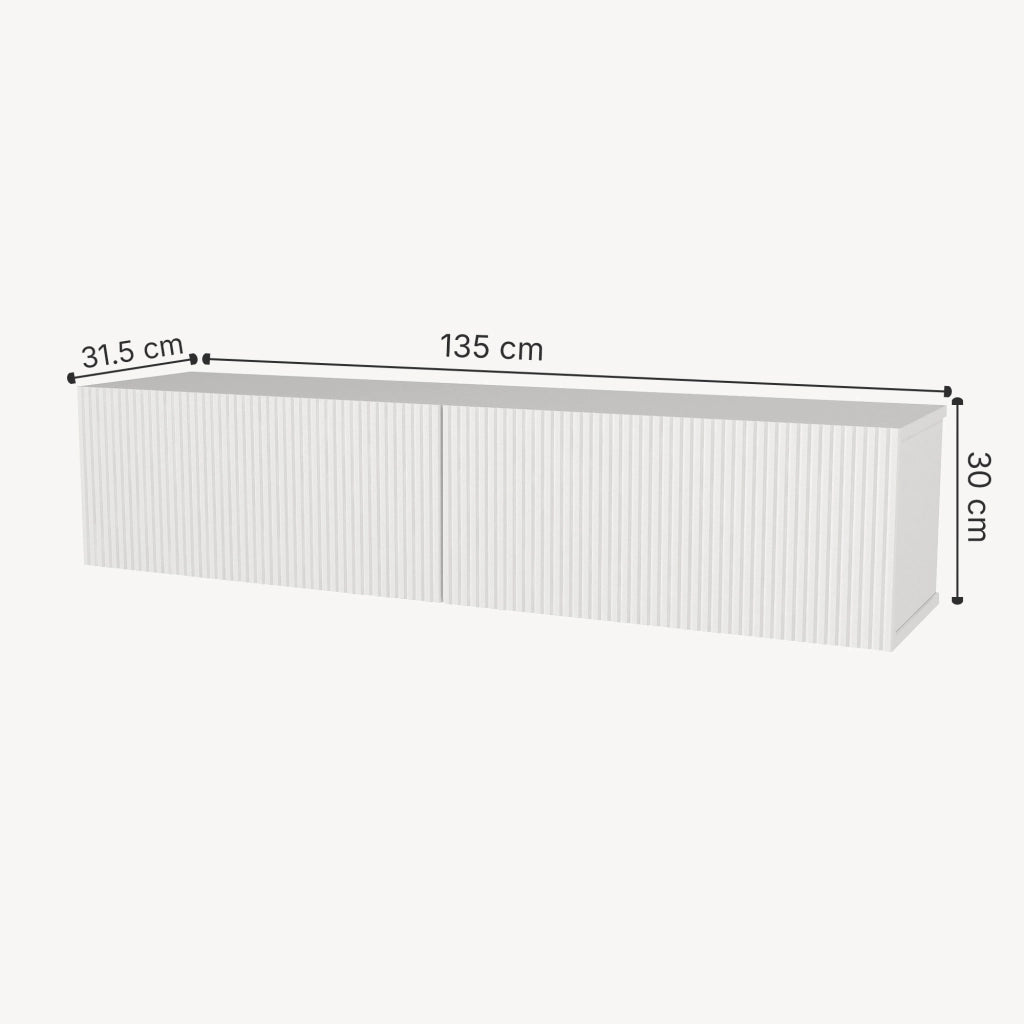Mobile Porta TV da Parete Verpsboga con 2 Ante Decorative 135 x 32 x 30 cm - Bianco [en.casa]