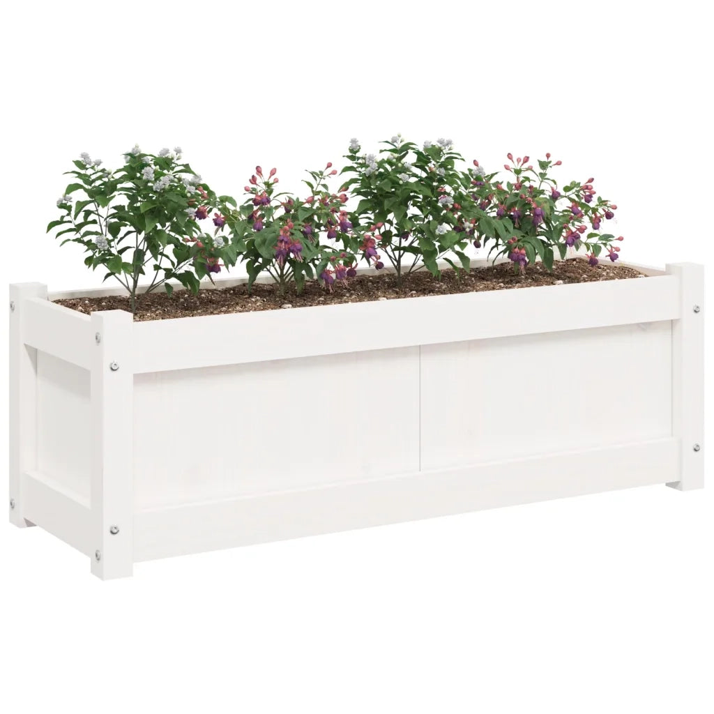 Fioriera da Giardino Bianca 90x31x31 cm Legno Massello di Pino 837451