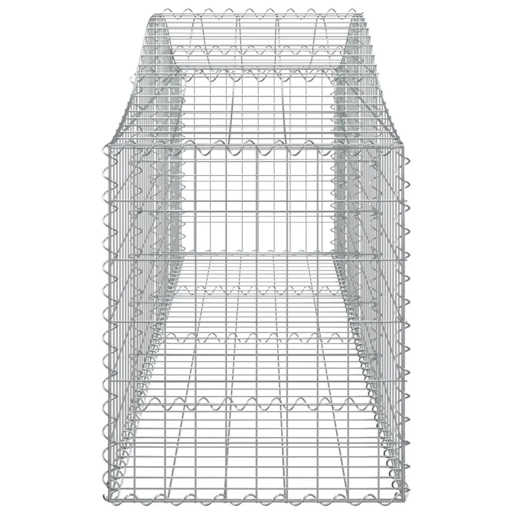 Cestini gabbioni recinzione a gabbia muro di contenimento ad arco 18 pezzi 200 x 50 x 60/80 cm ferro zincato argento 02_0040507