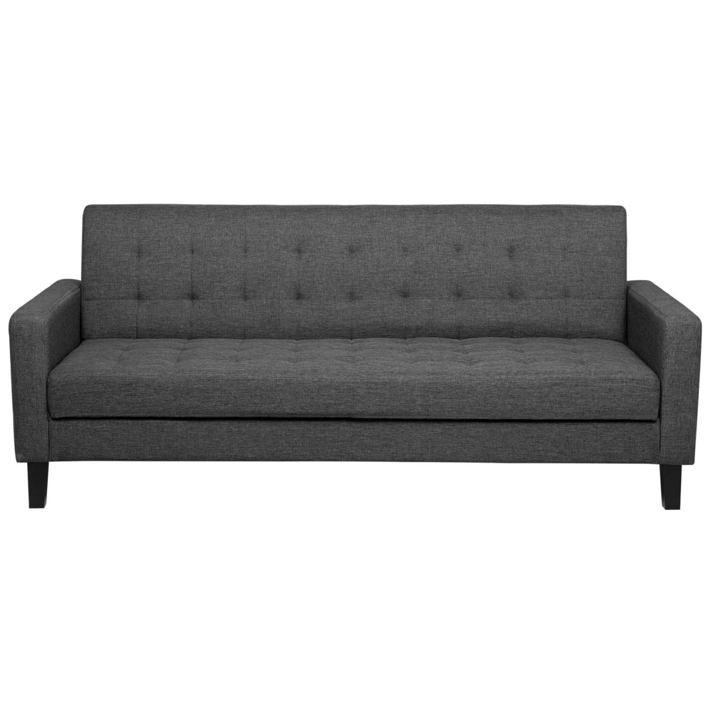 Divano Letto In Tessuto Grigio Scuro A 3 Posti Con Rivestimento Trapuntato Click Clack