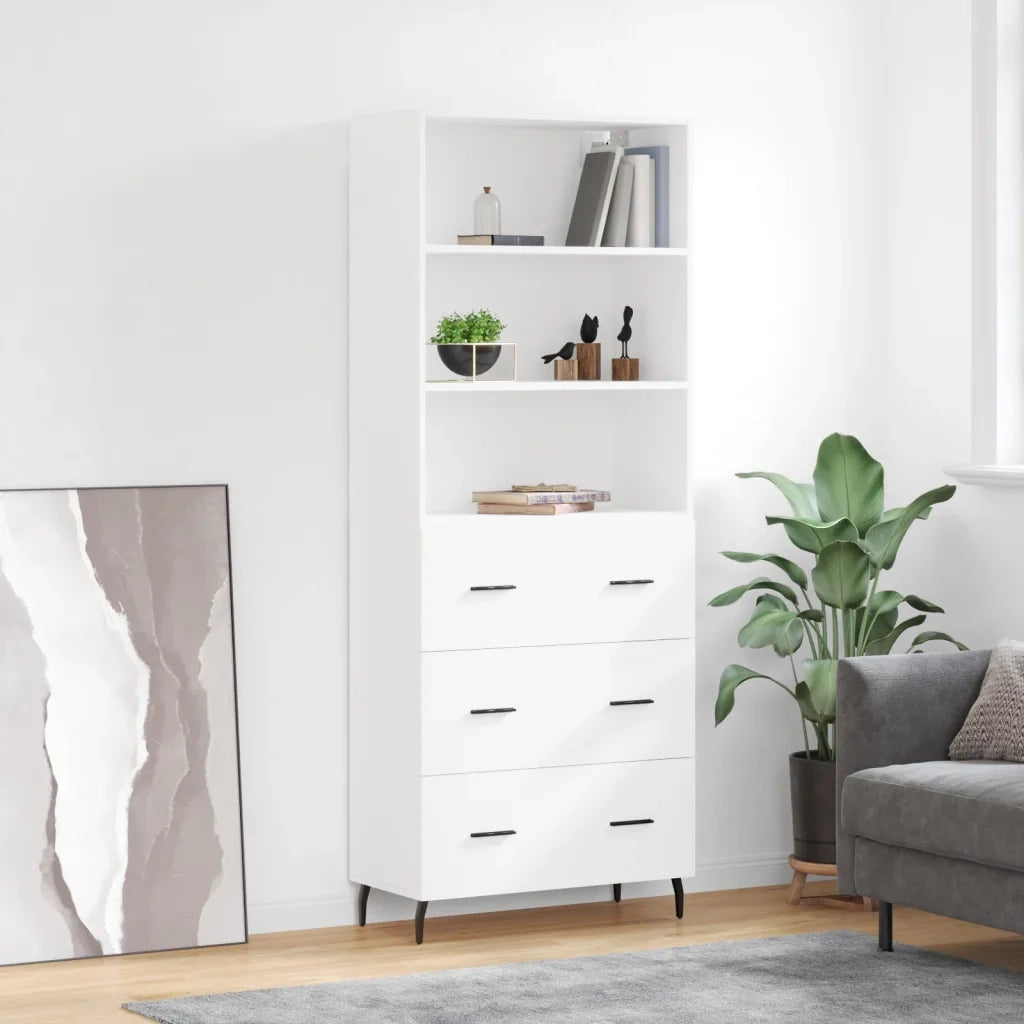 Credenza-Buffet-Armadio da cucina Bianca 69,5x34x180 cm in Legno Multistrato 327248