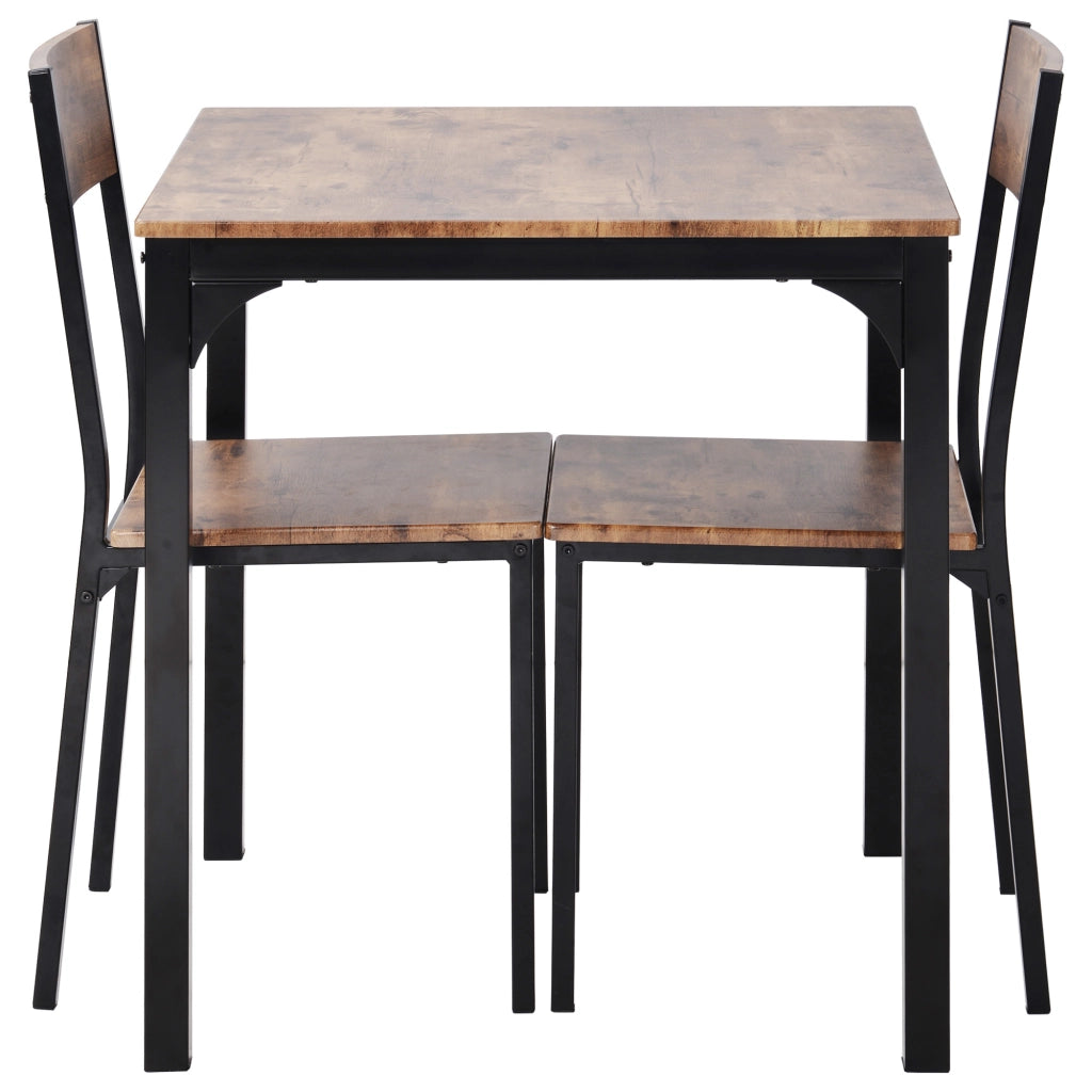 Set da pranzo con tavolo e 2 sedie, design salvaspazio, colore marrone