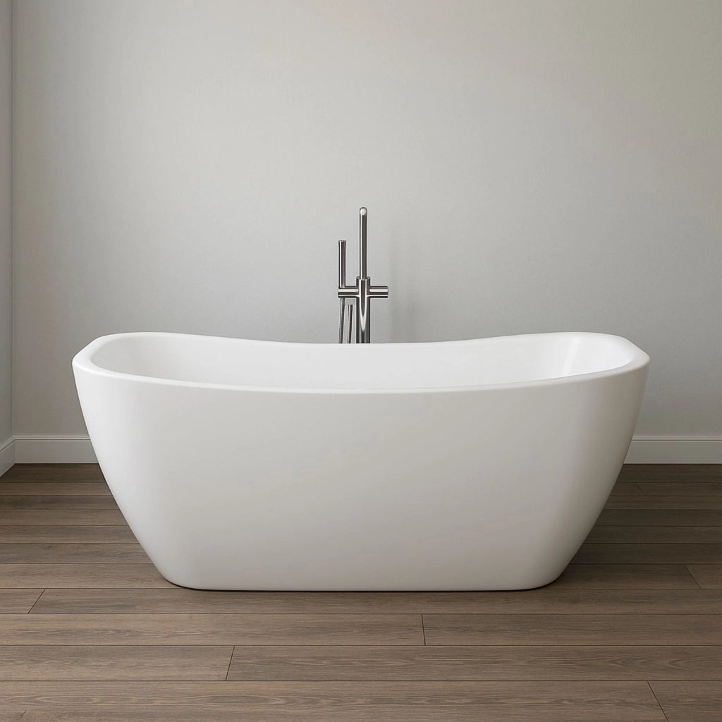 Vasca da bagno rettangolare freestanding bianco lucido in acrilico