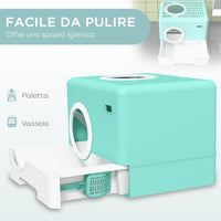 Lettiera per Gatti con Coperchio e Paletta 52x41x38.5 cm Verde