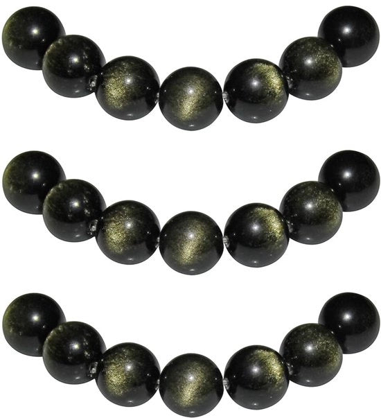 Raccoglitori 10mm 35 pezzi in Obsidiiano Giallo con Foro, Steccati Naturali, Ronde, per la Creazione di Gioielli, Collane, Bracciali