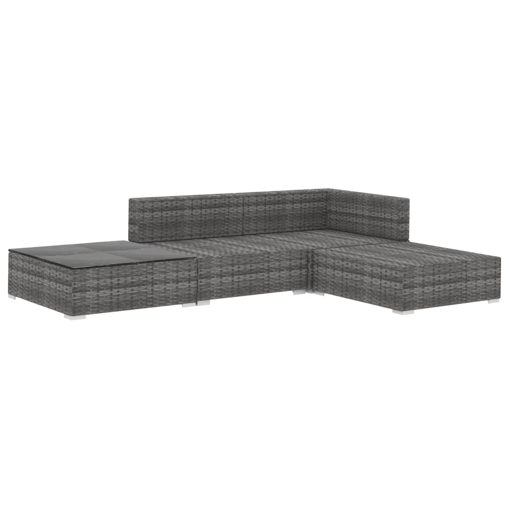 Set di mobili da giardino mobili da esterno set da 4 pezzi con cuscini resina intrecciata grigia 02_0016182