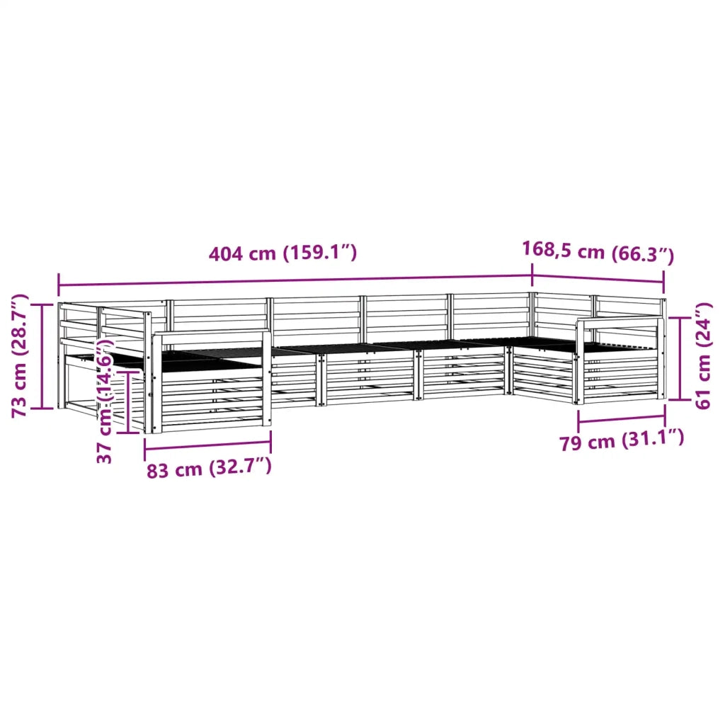 Set divani 7 pcs Naturale Legno di Acacia Massello 3374044