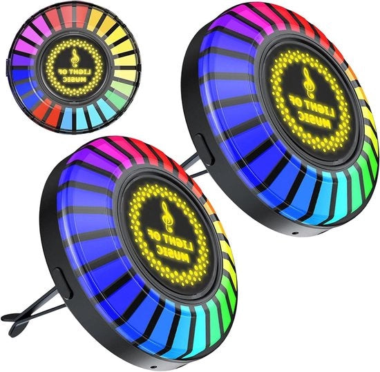 2 pezzi di lampada di illuminazione RGB per auto con sensore di pick-up del suono, luce auto-LED, colore dinamico, DJ-pick-ups per ambientazione ritmica di illuminazione per auto