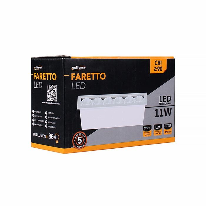 FARETTO LED RETTANGOLARE DA INCASSO 11W PER CONTROSOFFITTI - ILLUMINAZIONE NATURALE 4000K° DI ALTA QUALITA'