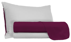 Set Lenzuola 1 Piazza e Mezzo Sopra Sotto e Federe Doubleface Prugna/Grigio Chiaro