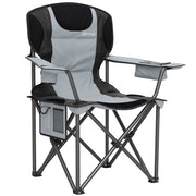 Sedia da camping pieghevole ¨C Zephmum ¨C Nero, con braccioli regolabili, porta-bicchieri e tasche laterali