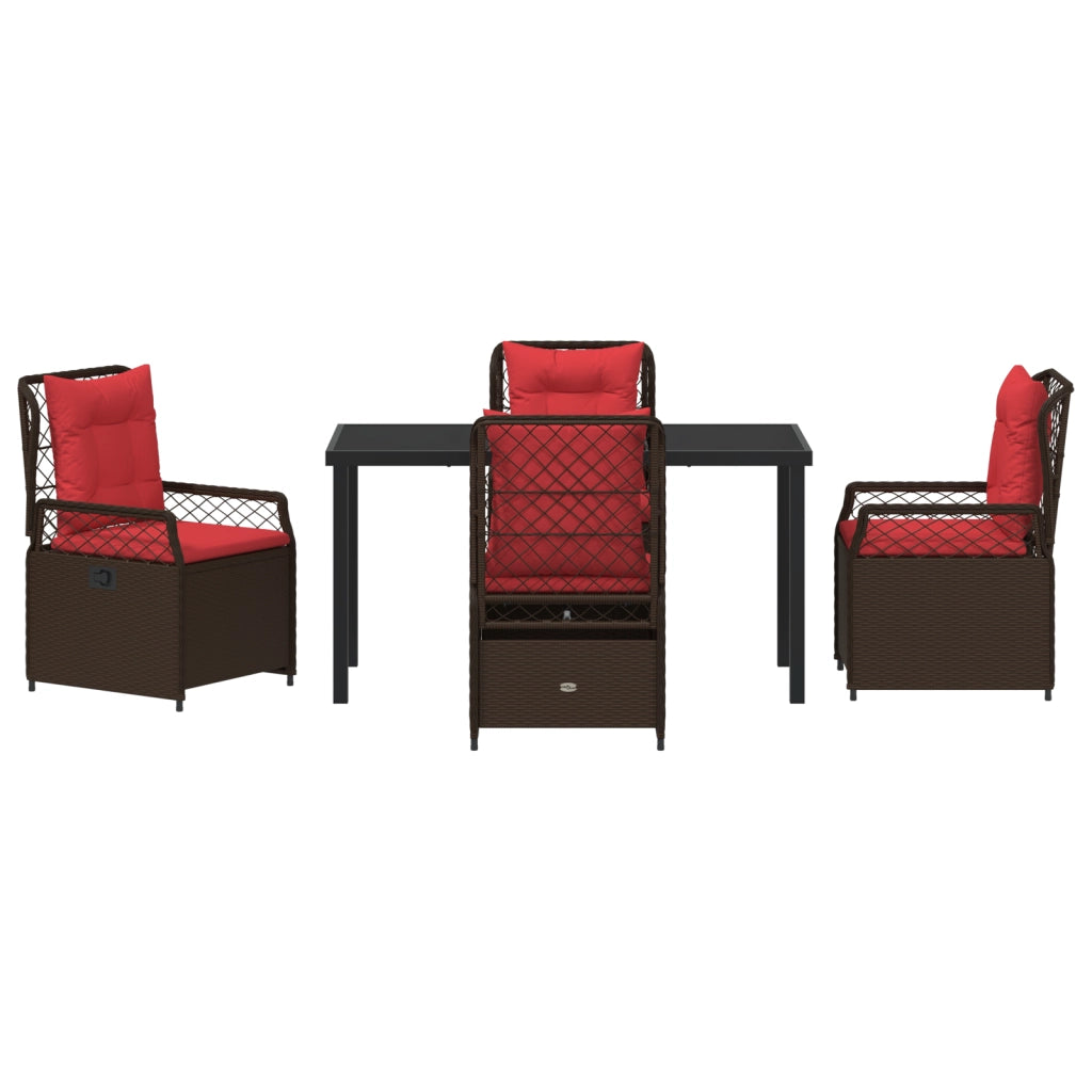 Set da Pranzo da Giardino 5 Pezzi in Rattan Poligonale Marrone