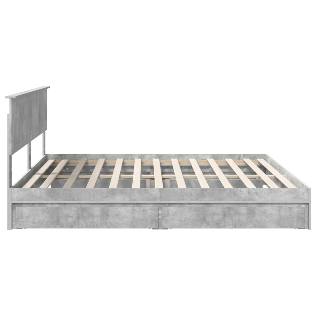 Letto con Contenitore con testiera Grigio cemento 200 x 200 cm 3410766
