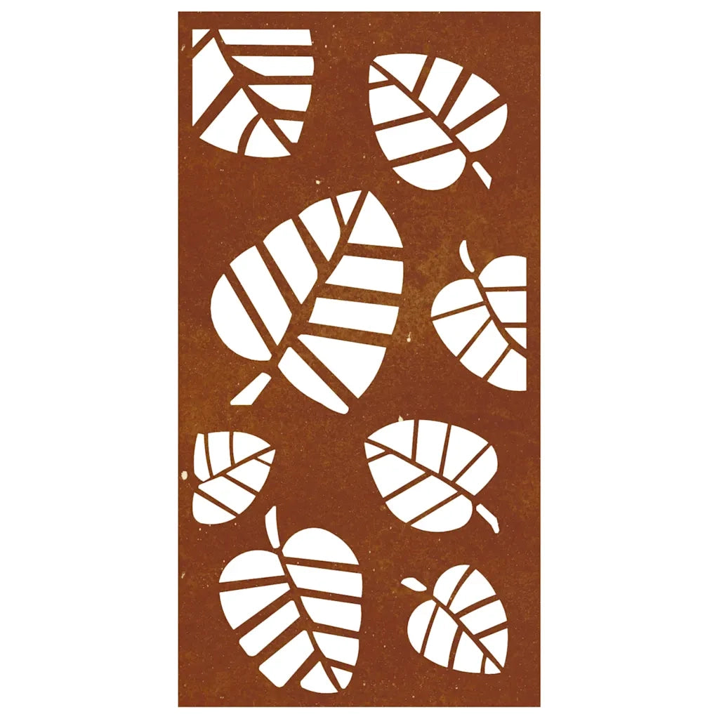 Decorazione Muro da Giardino 105x55 cm Foglia Acciaio Corten 824488