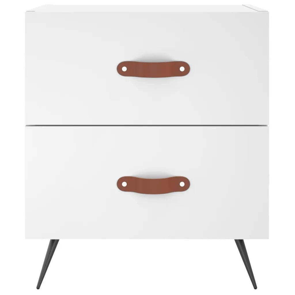 Set di 2 Comodini | Armadio da Notte | Mobiletto da notte Bianchi 40x35x47,5 cm in Legno Multistrato